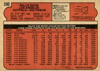 1972 O-Pee-Chee #390 Willie Davis Back
