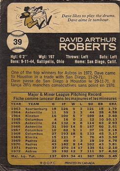 1973 O-Pee-Chee #39 Dave Roberts Back