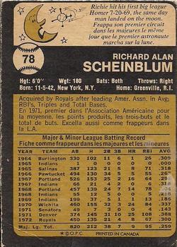 1973 O-Pee-Chee #78 Richie Scheinblum Back