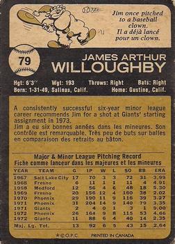 1973 O-Pee-Chee #79 Jim Willoughby Back