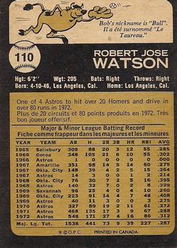 1973 O-Pee-Chee #110 Bob Watson Back