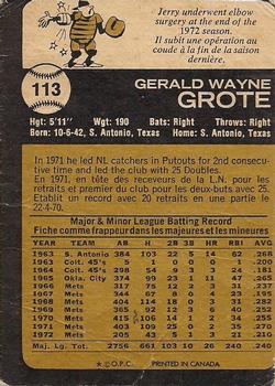 1973 O-Pee-Chee #113 Jerry Grote Back