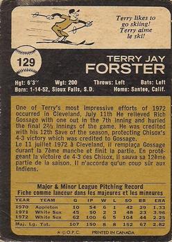 1973 O-Pee-Chee #129 Terry Forster Back