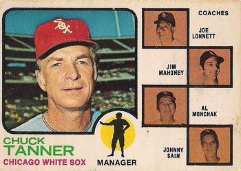 1973 O-Pee-Chee #356 White Sox Field Leaders (Chuck Tanner / Joe Lonnett / Jim Mahoney / Alex Monchak / Johnny Sain) Front