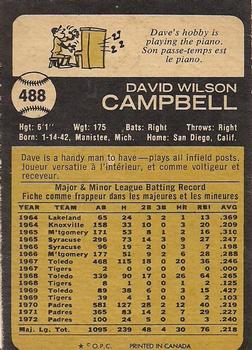 1973 O-Pee-Chee #488 Dave Campbell Back