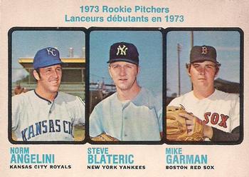 1973 O-Pee-Chee #616 1973 Rookie Pitchers (Norm Angelini / Steve Blateric / Mike Garman) Front