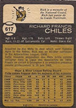 1973 O-Pee-Chee #617 Rich Chiles Back