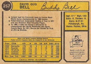 1974 O-Pee-Chee #257 Buddy Bell Back
