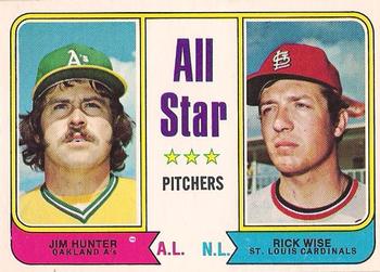 1974 O-Pee-Chee #339 All-Star Pitchers (Jim Hunter / Rick Wise) Front