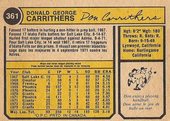 1974 O-Pee-Chee #361 Don Carrithers Back