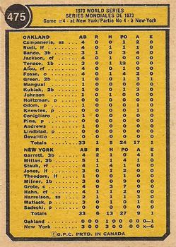 1974 O-Pee-Chee #475 '73 World Series Game #4 Back