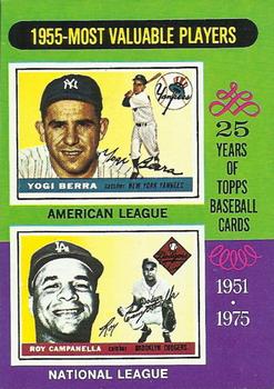 1975 O-Pee-Chee #193 1955 MVPs (Yogi Berra / Roy Campanella) Front