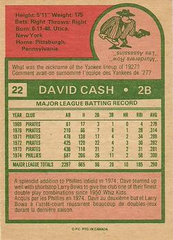 1975 O-Pee-Chee #22 Dave Cash Back