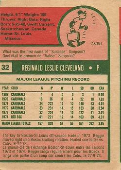 1975 O-Pee-Chee #32 Reggie Cleveland Back