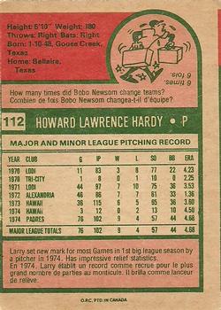 1975 O-Pee-Chee #112 Larry Hardy Back