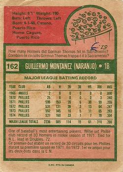1975 O-Pee-Chee #162 Willie Montanez Back