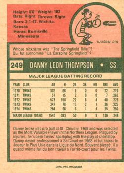 1975 O-Pee-Chee #249 Danny Thompson Back