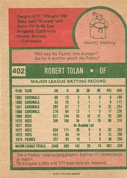 1975 O-Pee-Chee #402 Bob Tolan Back