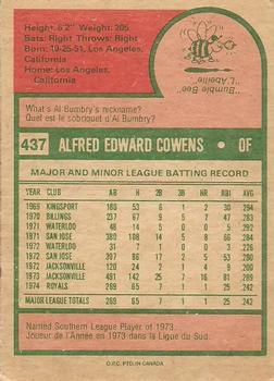 1975 O-Pee-Chee #437 Al Cowens Back