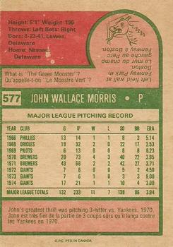1975 O-Pee-Chee #577 John Morris Back