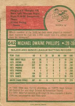 1975 O-Pee-Chee #642 Mike Phillips Back