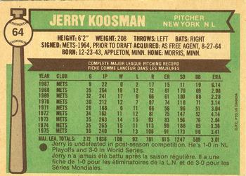 1976 O-Pee-Chee #64 Jerry Koosman Back