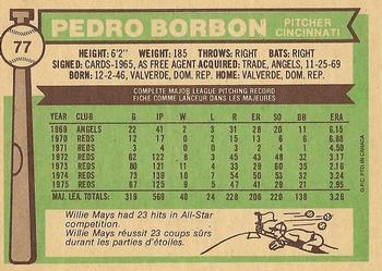 1976 O-Pee-Chee #77 Pedro Borbon Back