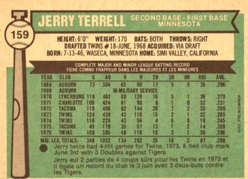 1976 O-Pee-Chee #159 Jerry Terrell Back