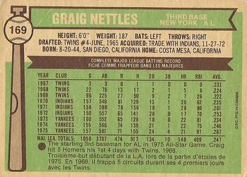 1976 O-Pee-Chee #169 Graig Nettles Back