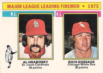 1976 O-Pee-Chee #205 1975 Major League Leading Firemen (Al Hrabosky / Rich Gossage) Front
