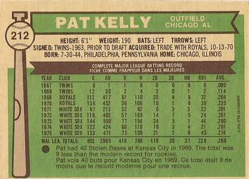 1976 O-Pee-Chee #212 Pat Kelly Back