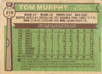 1976 O-Pee-Chee #219 Tom Murphy Back