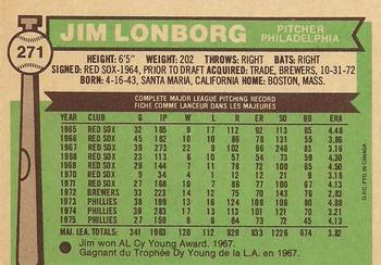1976 O-Pee-Chee #271 Jim Lonborg Back