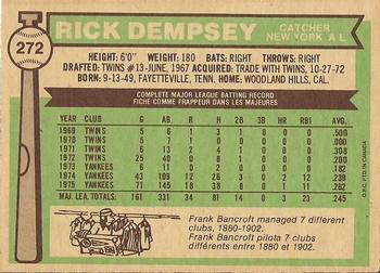 1976 O-Pee-Chee #272 Rick Dempsey Back