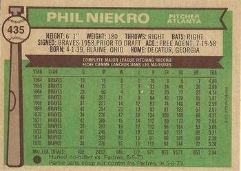 1976 O-Pee-Chee #435 Phil Niekro Back