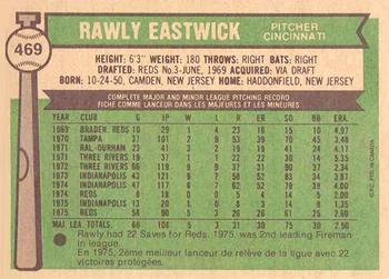 1976 O-Pee-Chee #469 Rawly Eastwick Back