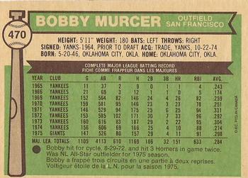 1976 O-Pee-Chee #470 Bobby Murcer Back