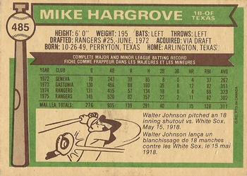1976 O-Pee-Chee #485 Mike Hargrove Back