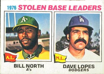 1977 O-Pee-Chee #4 1976 Stolen Base Leaders (Bill North / Dave Lopes) Front