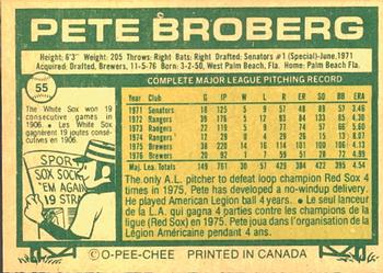 1977 O-Pee-Chee #55 Pete Broberg Back