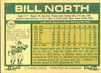 1977 O-Pee-Chee #106 Bill North Back