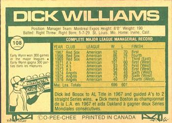 1977 O-Pee-Chee #108 Dick Williams Back