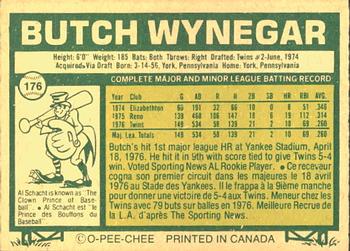1977 O-Pee-Chee #176 Butch Wynegar Back