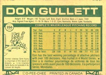 1977 O-Pee-Chee #250 Don Gullett Back