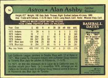 1979 O-Pee-Chee #14 Alan Ashby Back