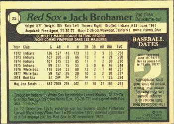 1979 O-Pee-Chee #25 Jack Brohamer Back
