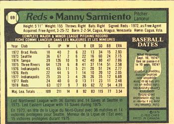 1979 O-Pee-Chee #69 Manny Sarmiento Back