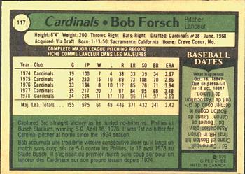 1979 O-Pee-Chee #117 Bob Forsch Back