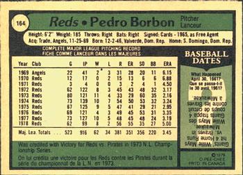 1979 O-Pee-Chee #164 Pedro Borbon Back