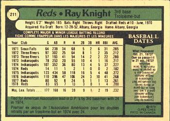 1979 O-Pee-Chee #211 Ray Knight Back